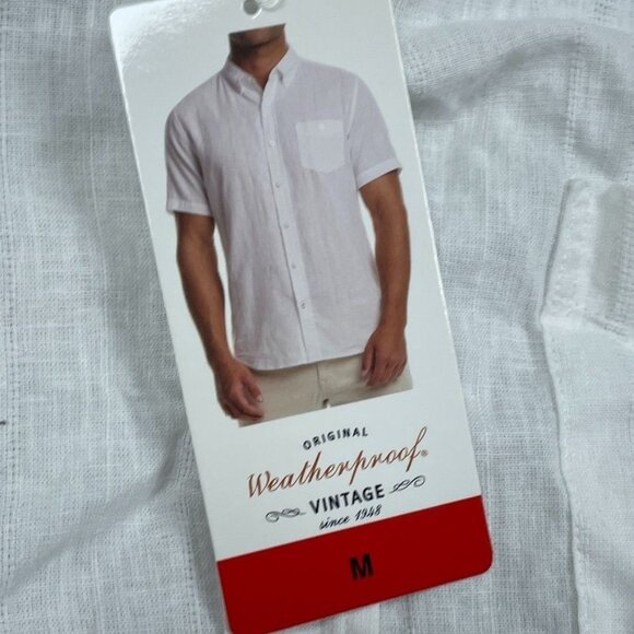 Original Weatherproof Vintage Mens Washable Linen Shirt Button-Down M a0285 - Picture 2 of 7